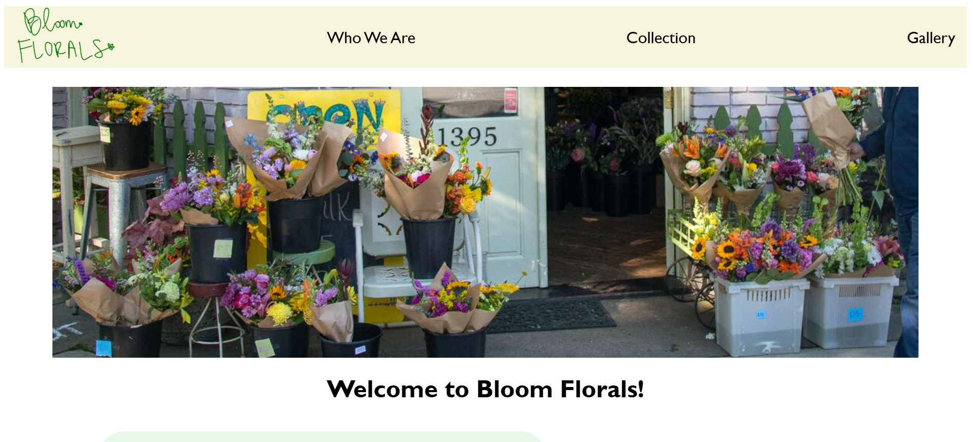 An image of the homepage for Bloom Flowers